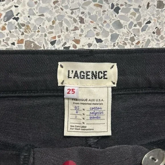 NWT L’AGENCE Portia black denim lace up front mini skirt 25 - Picture 7 of 8